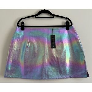 nwt: purple iridescent pleather mini skirt